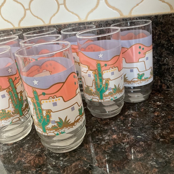 vintage Southwestern-themed drinking glasses Southwest Fiesta Tumblers - Picture 3 of 5
